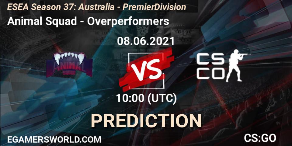 Prognoza Animal Squad - Overperformers. 08.06.2021 at 10:00, Counter-Strike (CS2), ESEA Season 37: Australia - Premier Division