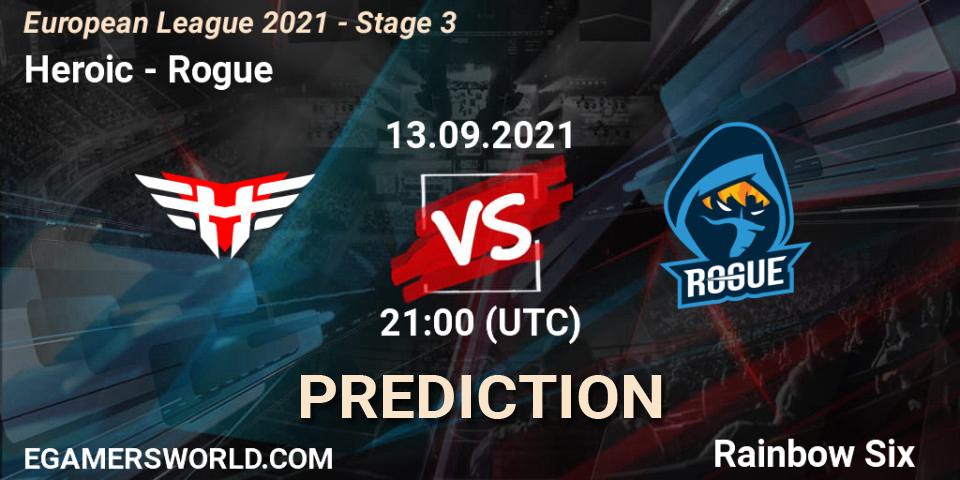 Prognoza Heroic - Rogue. 13.09.2021 at 21:00, Rainbow Six, European League 2021 - Stage 3