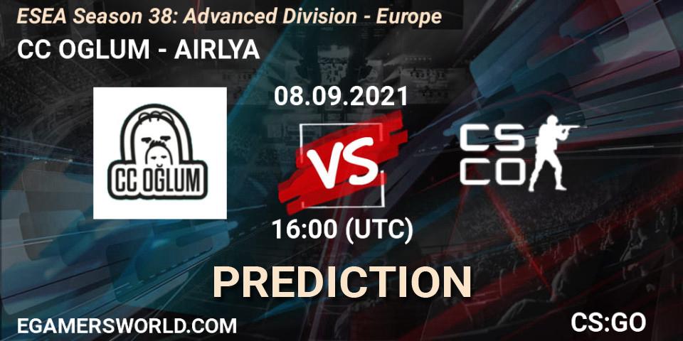 Prognoza CC OGLUM - AIRLYA. 08.09.2021 at 16:00, Counter-Strike (CS2), ESEA Season 38: Advanced Division - Europe