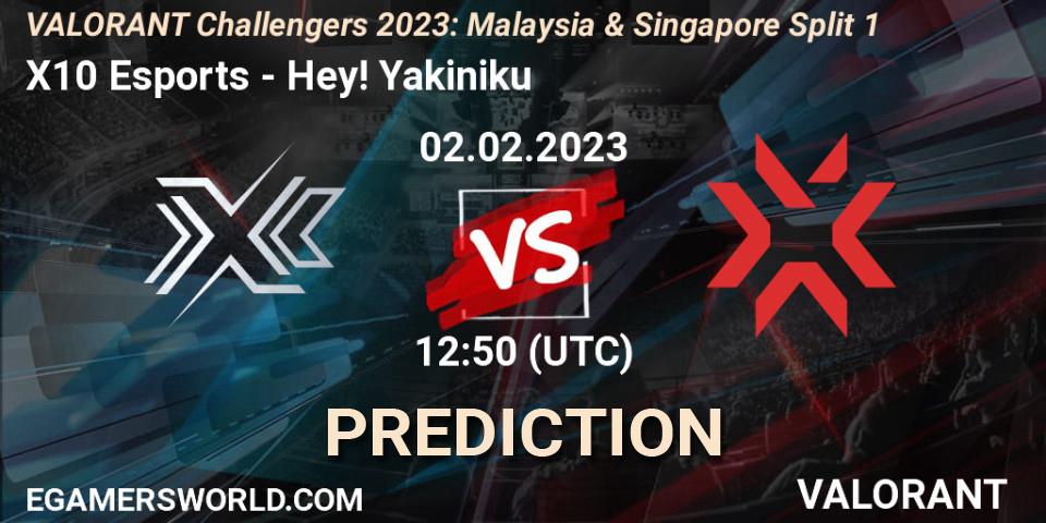 Prognoza X10 Esports - Hey! Yakiniku. 02.02.23, VALORANT, VALORANT Challengers 2023: Malaysia & Singapore Split 1