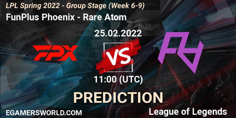 Prognoza FunPlus Phoenix - Rare Atom. 25.02.22, LoL, LPL Spring 2022 - Group Stage (Week 6-9)