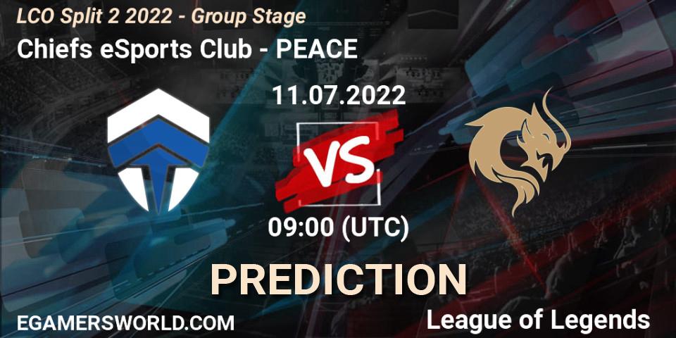 Prognoza Chiefs eSports Club - PEACE. 11.07.2022 at 09:00, LoL, LCO Split 2 2022 - Group Stage