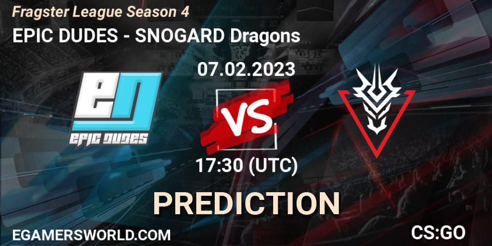 Prognoza EPIC DUDES - SNOGARD Dragons. 08.02.23, CS2 (CS:GO), Fragster League Season 4