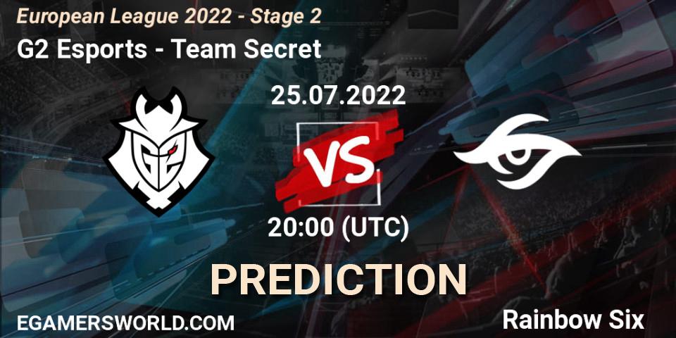 Prognoza G2 Esports - Team Secret. 25.07.22, Rainbow Six, European League 2022 - Stage 2
