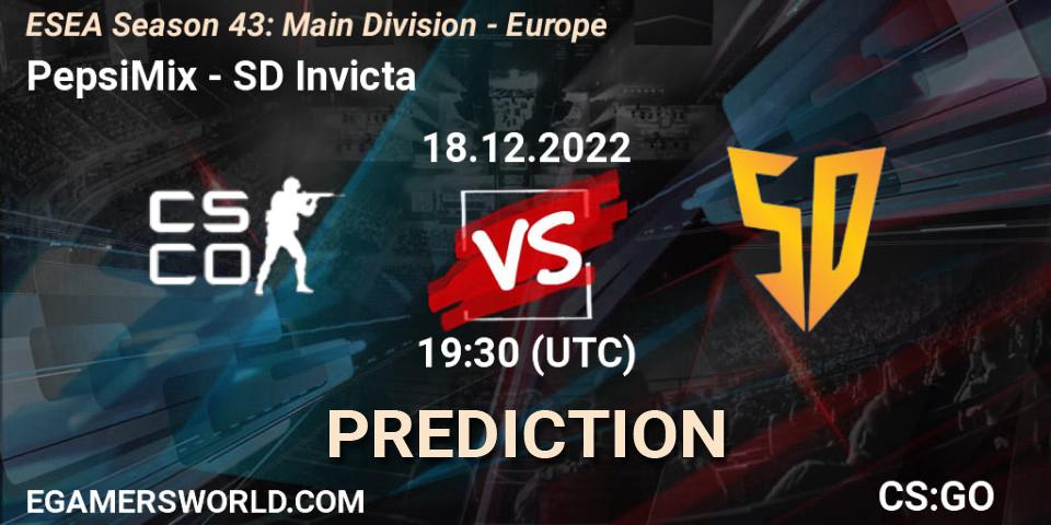 Prognoza PepsiMix - SD Invicta. 19.12.22, CS2 (CS:GO), ESEA Season 43: Main Division - Europe