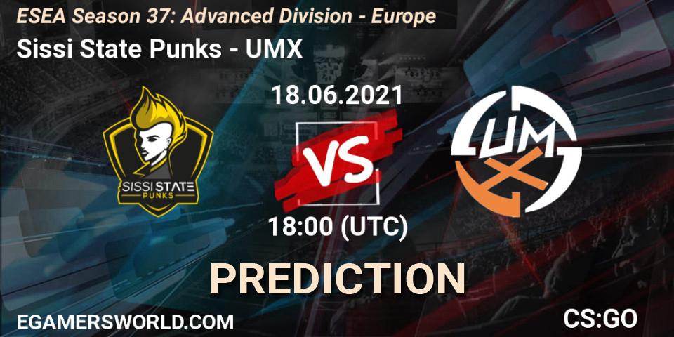Prognoza Sissi State Punks - UMX. 18.06.2021 at 18:00, Counter-Strike (CS2), ESEA Season 37: Advanced Division - Europe