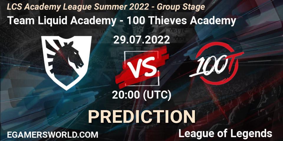 Prognoza Team Liquid Academy - 100 Thieves Academy. 29.07.2022 at 20:00, LoL, LCS Academy League Summer 2022 - Group Stage