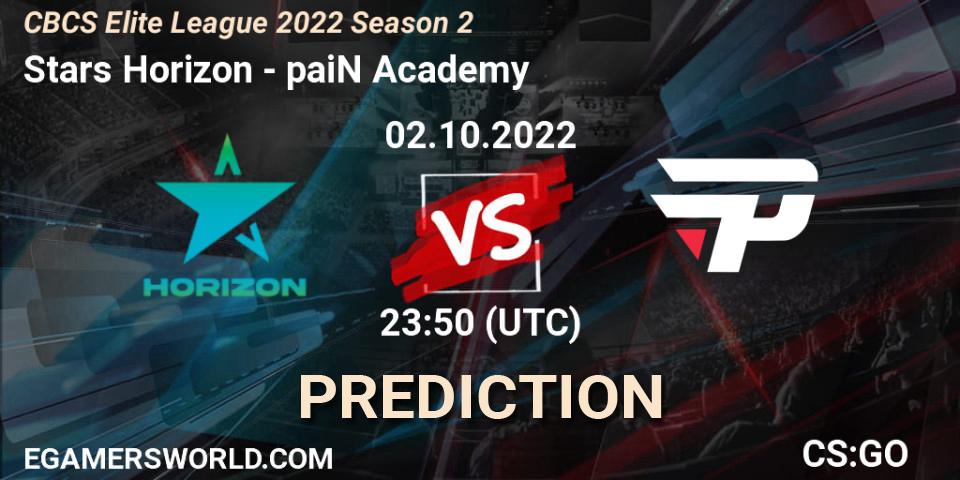 Prognoza Stars Horizon - paiN Academy. 02.10.2022 at 23:50, Counter-Strike (CS2), CBCS Elite League 2022 Season 2