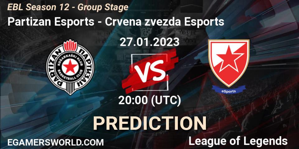 Prognoza Partizan Esports - Crvena zvezda Esports. 27.01.2023 at 20:00, LoL, EBL Season 12 - Group Stage