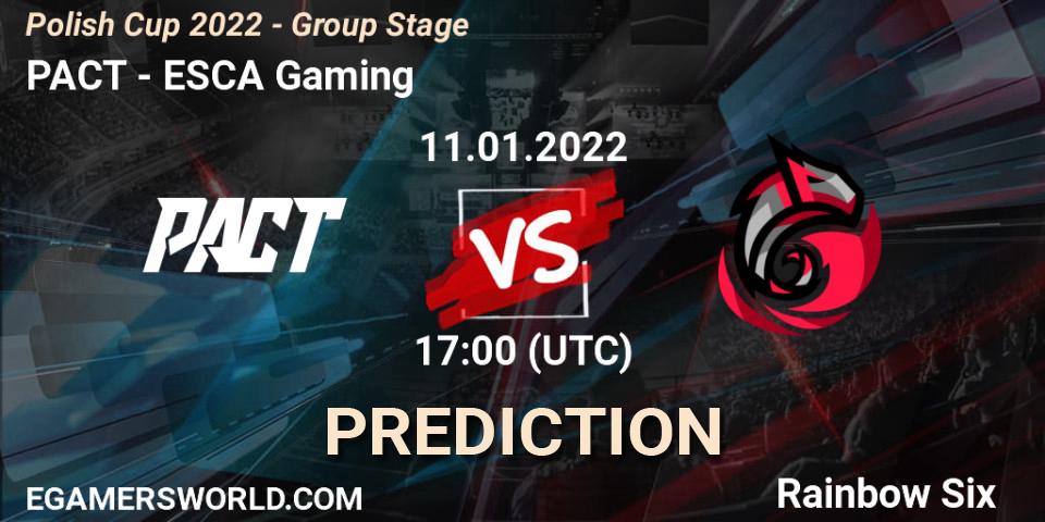 Prognoza PACT - ESCA Gaming. 11.01.2022 at 17:00, Rainbow Six, Polish Cup 2022 - Group Stage
