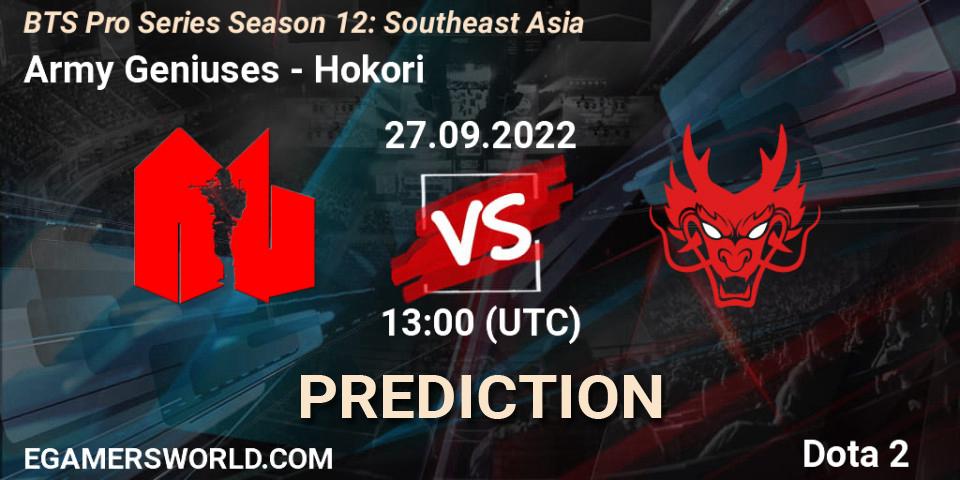 Prognoza Army Geniuses - Hokori. 27.09.2022 at 13:56, Dota 2, BTS Pro Series Season 12: Southeast Asia