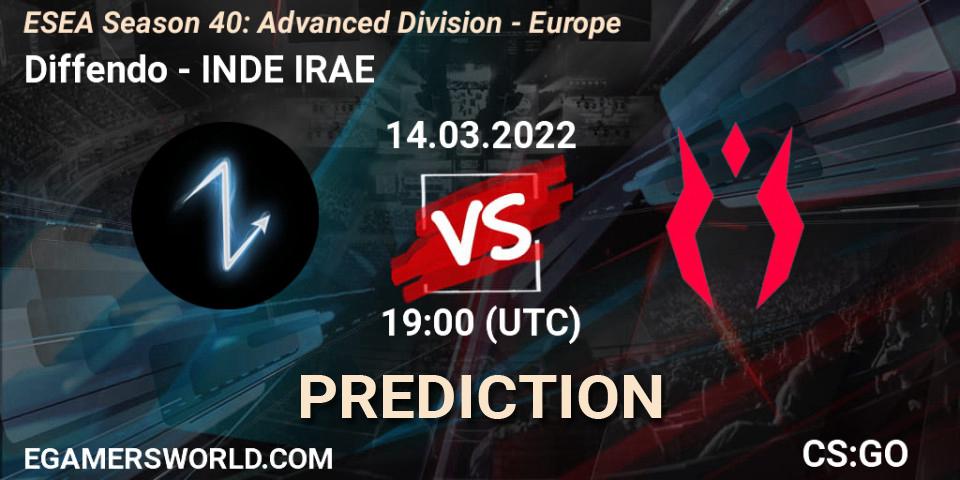 Prognoza Diffendo - INDE IRAE. 14.03.2022 at 19:00, Counter-Strike (CS2), ESEA Season 40: Advanced Division - Europe