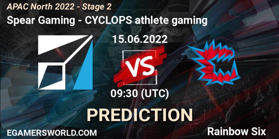 Prognoza Spear Gaming - CYCLOPS athlete gaming. 15.06.2022 at 09:30, Rainbow Six, APAC North 2022 - Stage 2