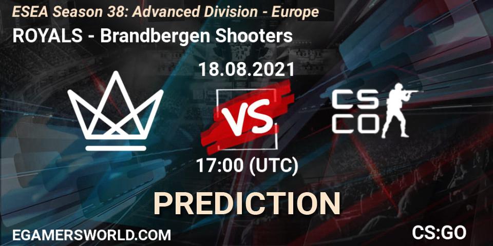 Prognoza ROYALS - Brandbergen Shooters. 18.08.2021 at 17:00, Counter-Strike (CS2), ESEA Season 38: Advanced Division - Europe
