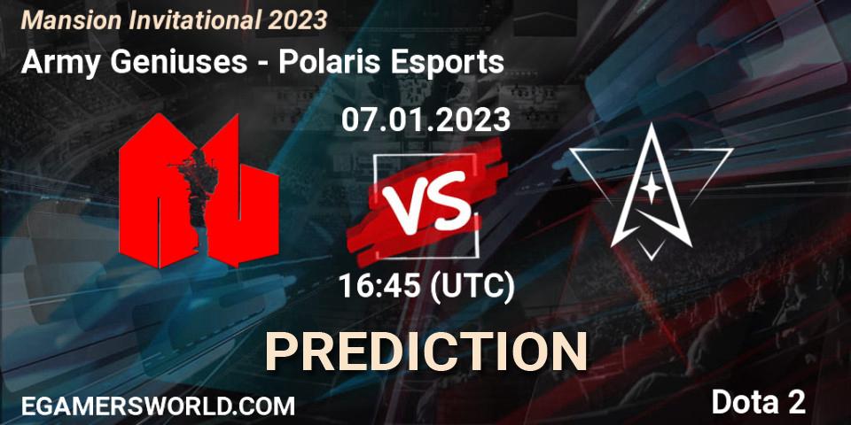 Prognoza Army Geniuses - Polaris Esports. 07.01.23, Dota 2, Mansion Invitational 2023