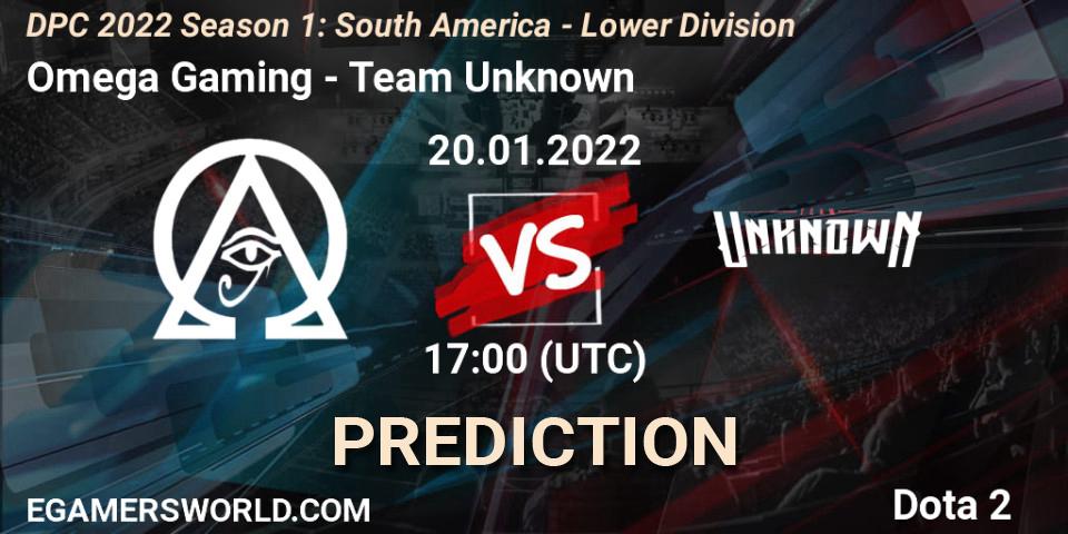 Prognoza Omega Gaming - Team Unknown. 20.01.22, Dota 2, DPC 2022 Season 1: South America - Lower Division
