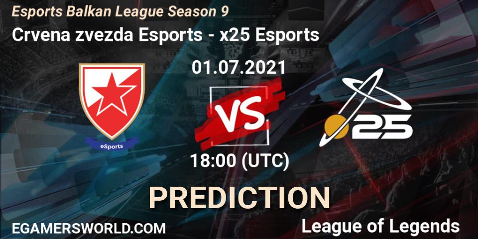 Prognoza Crvena zvezda Esports - x25 Esports. 01.07.2021 at 18:00, LoL, Esports Balkan League Season 9