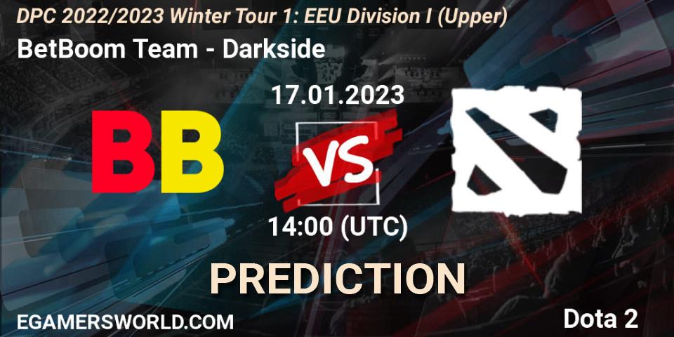 Prognoza BetBoom Team - Darkside. 17.01.2023 at 14:38, Dota 2, DPC 2022/2023 Winter Tour 1: EEU Division I (Upper)