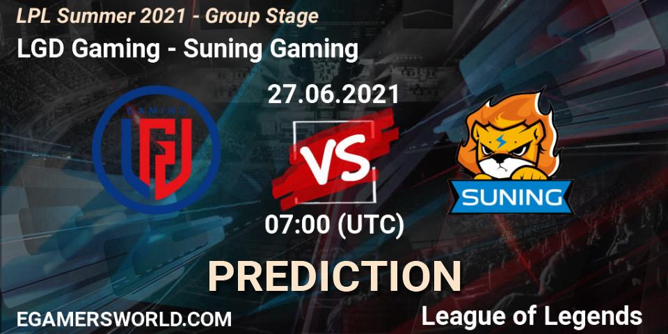 Prognoza LGD Gaming - Suning Gaming. 27.06.2021 at 07:00, LoL, LPL Summer 2021 - Group Stage