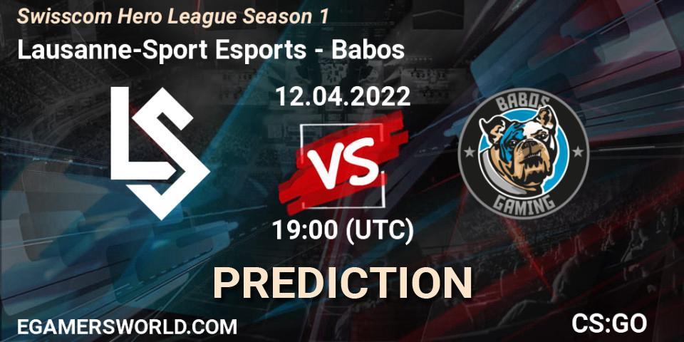 Prognoza Lausanne-Sport Esports - Babos. 12.04.2022 at 19:00, Counter-Strike (CS2), Swisscom Hero League Season 1