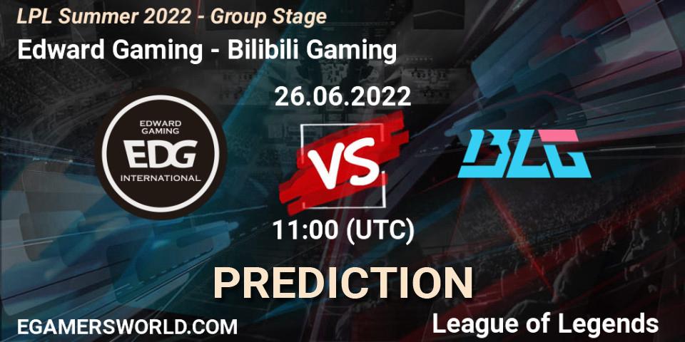 Prognoza Edward Gaming - Bilibili Gaming. 26.06.22, LoL, LPL Summer 2022 - Group Stage