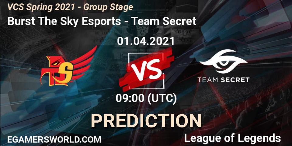 Prognoza Burst The Sky Esports - Team Secret. 01.04.2021 at 11:00, LoL, VCS Spring 2021 - Group Stage