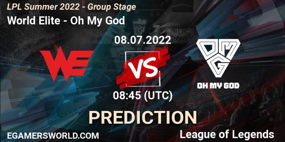 Prognoza World Elite - Oh My God. 08.07.2022 at 09:00, LoL, LPL Summer 2022 - Group Stage