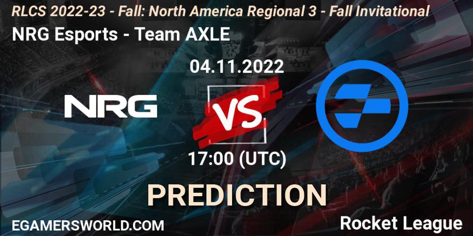 Prognoza NRG Esports - Team AXLE. 04.11.2022 at 17:00, Rocket League, RLCS 2022-23 - Fall: North America Regional 3 - Fall Invitational