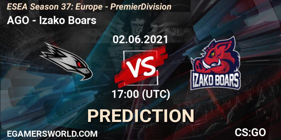 Prognoza AGO - Izako Boars. 02.06.2021 at 17:00, Counter-Strike (CS2), ESEA Season 37: Europe - Premier Division