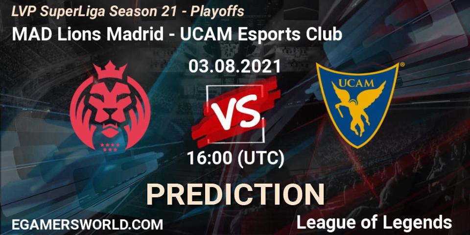 Prognoza MAD Lions Madrid - UCAM Esports Club. 03.08.2021 at 16:00, LoL, LVP SuperLiga Season 21 - Playoffs