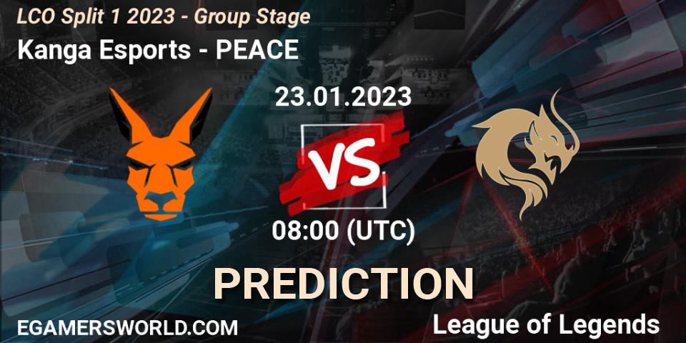 Prognoza Kanga Esports - PEACE. 23.01.2023 at 08:00, LoL, LCO Split 1 2023 - Group Stage
