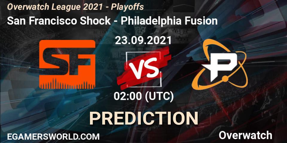 Prognoza San Francisco Shock - Philadelphia Fusion. 23.09.2021 at 03:30, Overwatch, Overwatch League 2021 - Playoffs