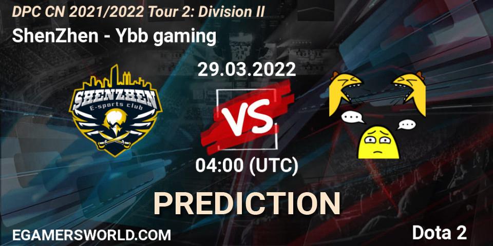 Prognoza ShenZhen - Ybb gaming. 29.03.2022 at 04:04, Dota 2, DPC 2021/2022 Tour 2: CN Division II (Lower)