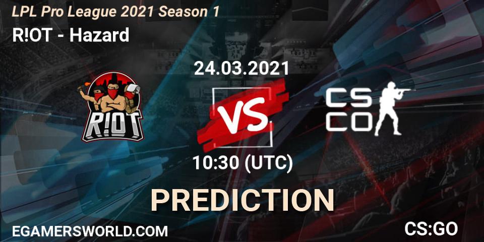 Prognoza R!OT - Hazard. 24.03.2021 at 10:30, Counter-Strike (CS2), LPL Pro League 2021 Season 1