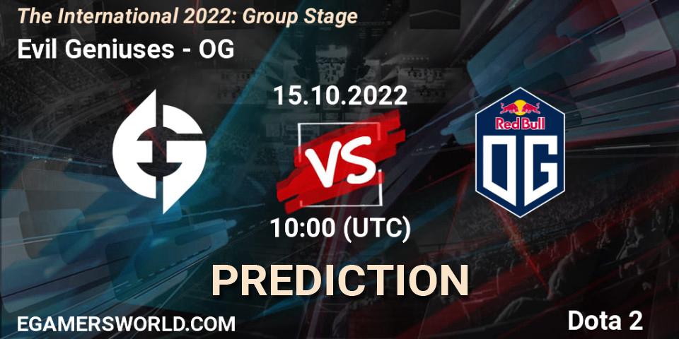 Prognoza Evil Geniuses - OG. 15.10.2022 at 11:17, Dota 2, The International 2022: Group Stage