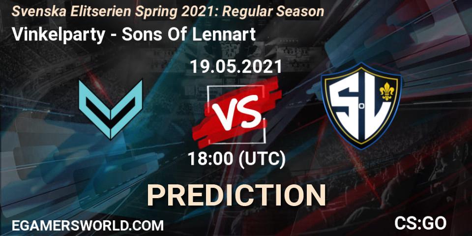 Prognoza Vinkelparty - Sons Of Lennart. 19.05.2021 at 18:00, Counter-Strike (CS2), Svenska Elitserien Spring 2021: Regular Season