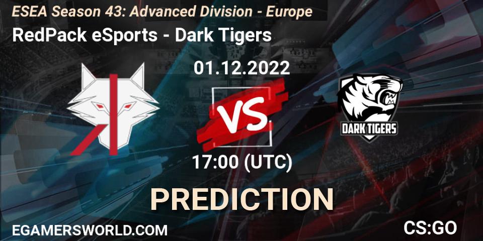 Prognoza RedPack eSports - Dark Tigers. 01.12.22, CS2 (CS:GO), ESEA Season 43: Advanced Division - Europe
