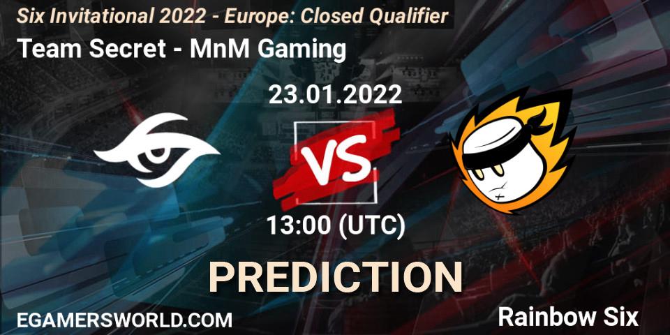 Prognoza Team Secret - MnM Gaming. 23.01.2022 at 13:00, Rainbow Six, Six Invitational 2022 - Europe: Closed Qualifier