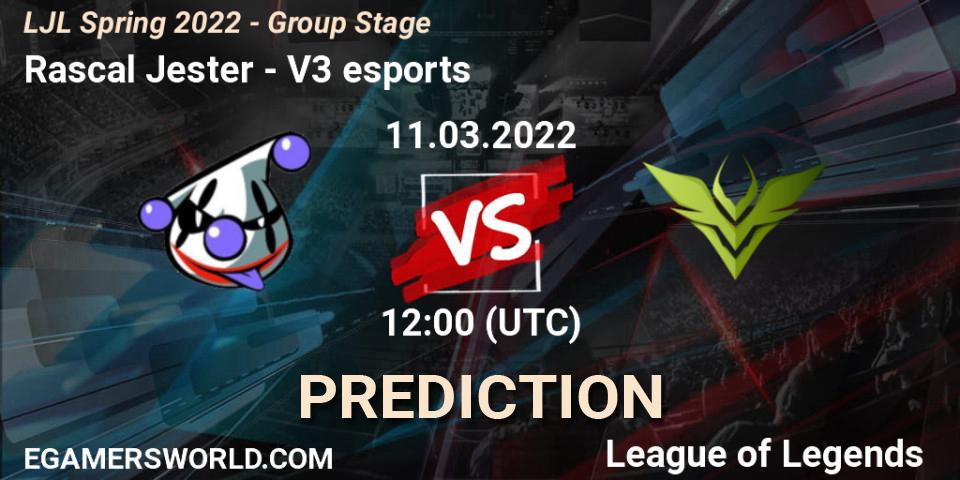 Prognoza Rascal Jester - V3 esports. 11.03.2022 at 12:00, LoL, LJL Spring 2022 - Group Stage