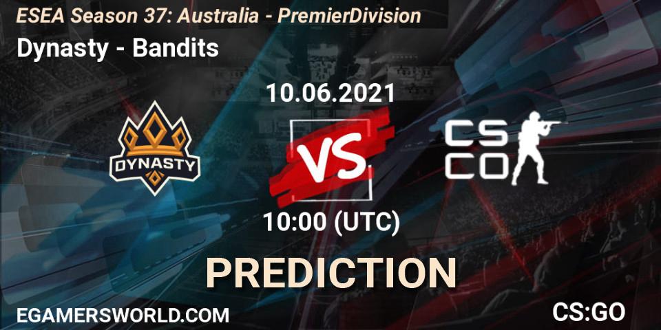 Prognoza Dynasty - Bandits. 10.06.2021 at 10:00, Counter-Strike (CS2), ESEA Season 37: Australia - Premier Division