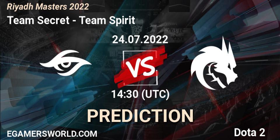Prognoza Team Secret - Team Spirit. 24.07.2022 at 14:32, Dota 2, Riyadh Masters 2022