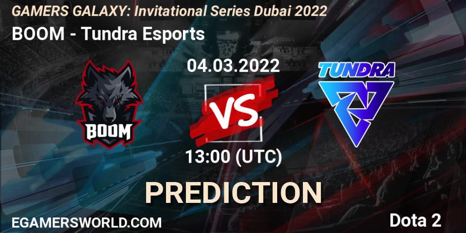 Prognoza BOOM - Tundra Esports. 04.03.2022 at 13:11, Dota 2, GAMERS GALAXY: Invitational Series Dubai 2022