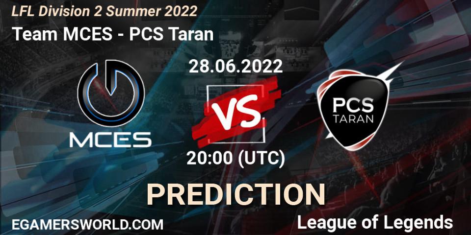 Prognoza Team MCES - PCS Taran. 28.06.2022 at 20:00, LoL, LFL Division 2 Summer 2022