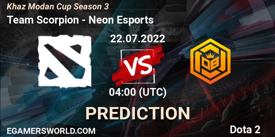 Prognoza Team Scorpion - Neon Esports. 22.07.2022 at 04:08, Dota 2, Khaz Modan Cup Season 3