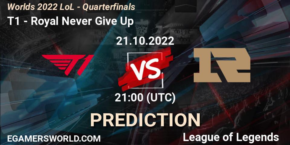 Prognoza T1 - Royal Never Give Up. 21.10.22, LoL, Worlds 2022 LoL - Quarterfinals
