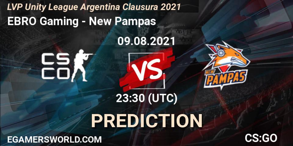Prognoza EBRO Gaming - New Pampas. 09.08.2021 at 23:30, Counter-Strike (CS2), LVP Unity League Argentina Clausura 2021