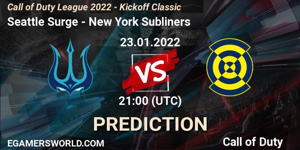 Prognoza Seattle Surge - New York Subliners. 23.01.22, Call of Duty, Call of Duty League 2022 - Kickoff Classic