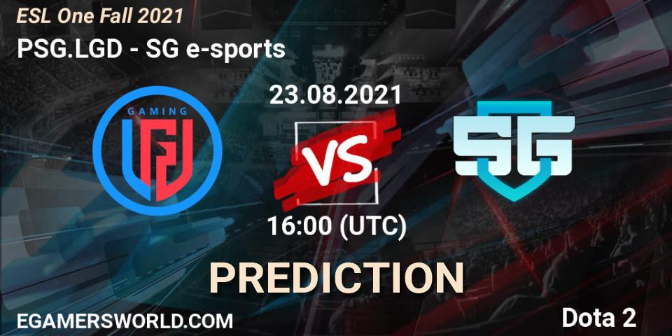 Prognoza PSG.LGD - SG e-sports. 24.08.2021 at 16:00, Dota 2, ESL One Fall 2021
