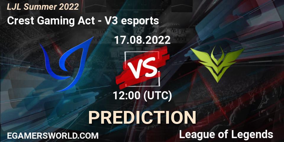 Prognoza Crest Gaming Act - V3 esports. 17.08.2022 at 12:20, LoL, LJL Summer 2022