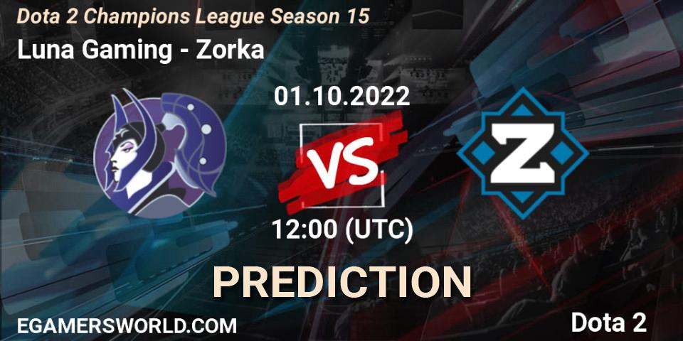 Prognoza Luna Gaming - Zorka. 01.10.2022 at 10:23, Dota 2, Dota 2 Champions League Season 15